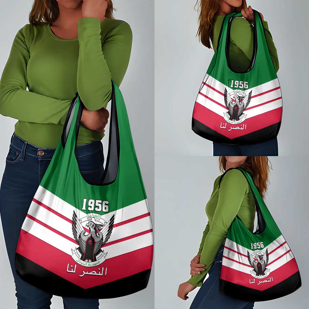 Sudan Independence Day Grocery Bag with Sudanese Secretary Bird