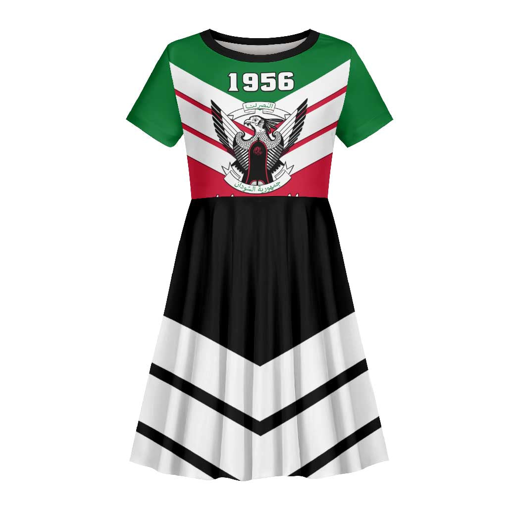 Sudan Independence Day Kid Short Sleeve Dress with Sudanese Secretary Bird