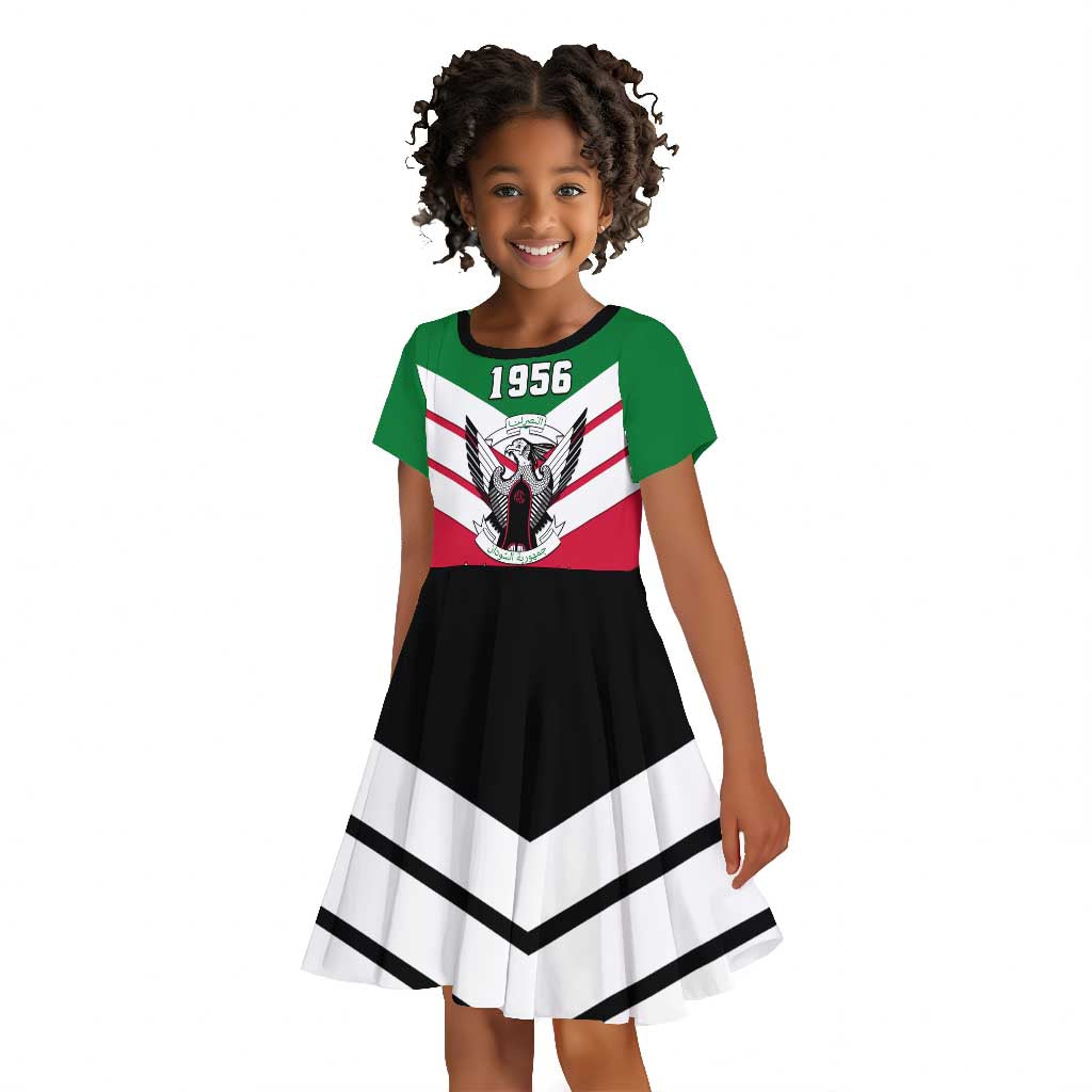 Sudan Independence Day Kid Short Sleeve Dress with Sudanese Secretary Bird