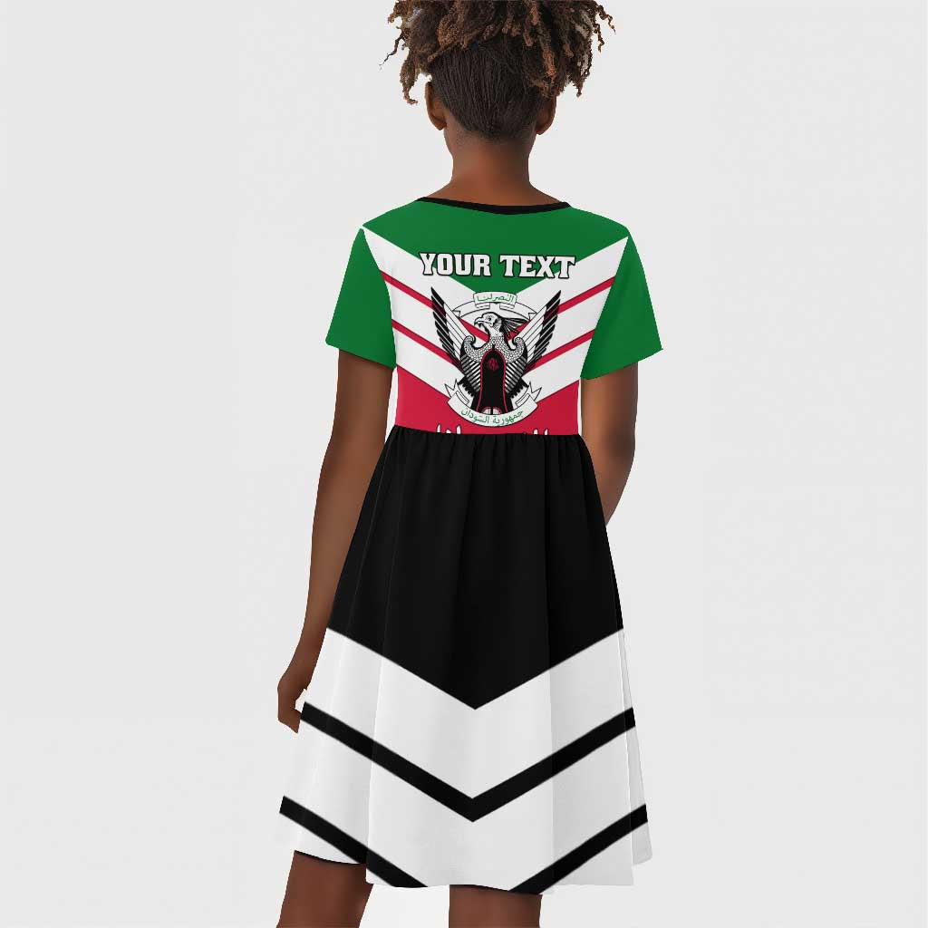 Sudan Independence Day Kid Short Sleeve Dress with Sudanese Secretary Bird