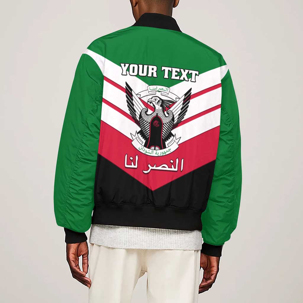 Sudan Independence Day Sleeve Zip Bomber Jacket with Sudanese Secretary Bird