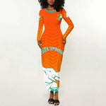 Ivory Coast Football Long Sleeve Bodycon Dress - Go Les Elephants LT01