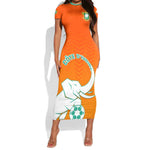 Ivory Coast Football Short Sleeve Bodycon Dress - Go Les Elephants LT01