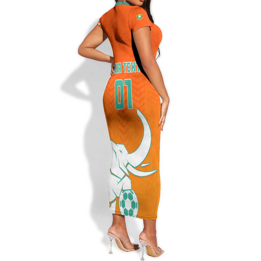 Ivory Coast Football Short Sleeve Bodycon Dress - Go Les Elephants LT01