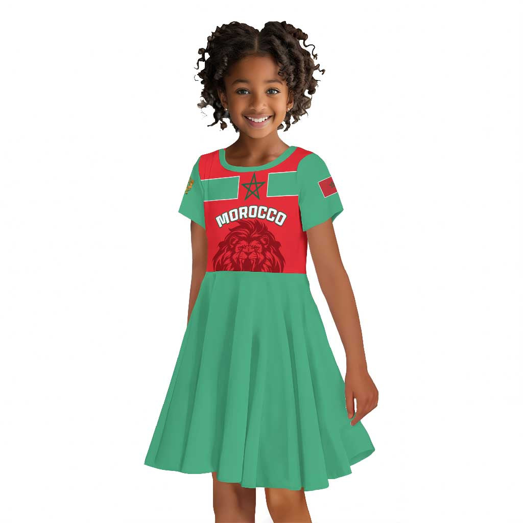 Morocco Football Kid Short Sleeve Dress - Go The Atlas Lions