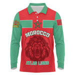 Morocco Football Long Sleeve Polo Shirt - Go The Atlas Lions