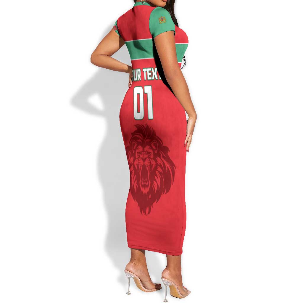 Morocco Football Short Sleeve Bodycon Dress - Go The Atlas Lions LT01
