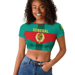 Support the Lions of Teranga - Senegal Football Raglan Cropped T shirt