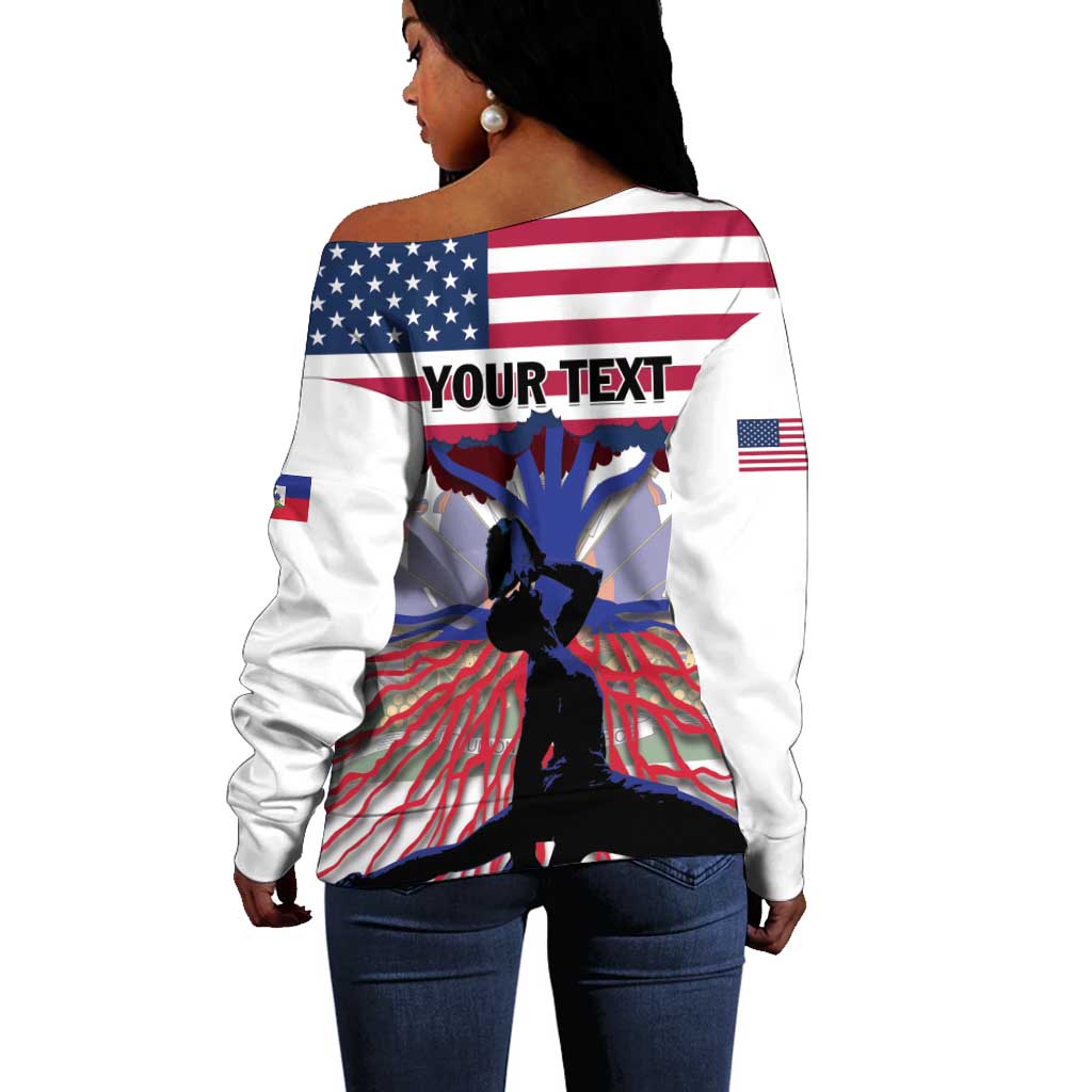 Afro Haiti Heritage Month 2025 Off Shoulder Sweater American Raised With Haitian Roots