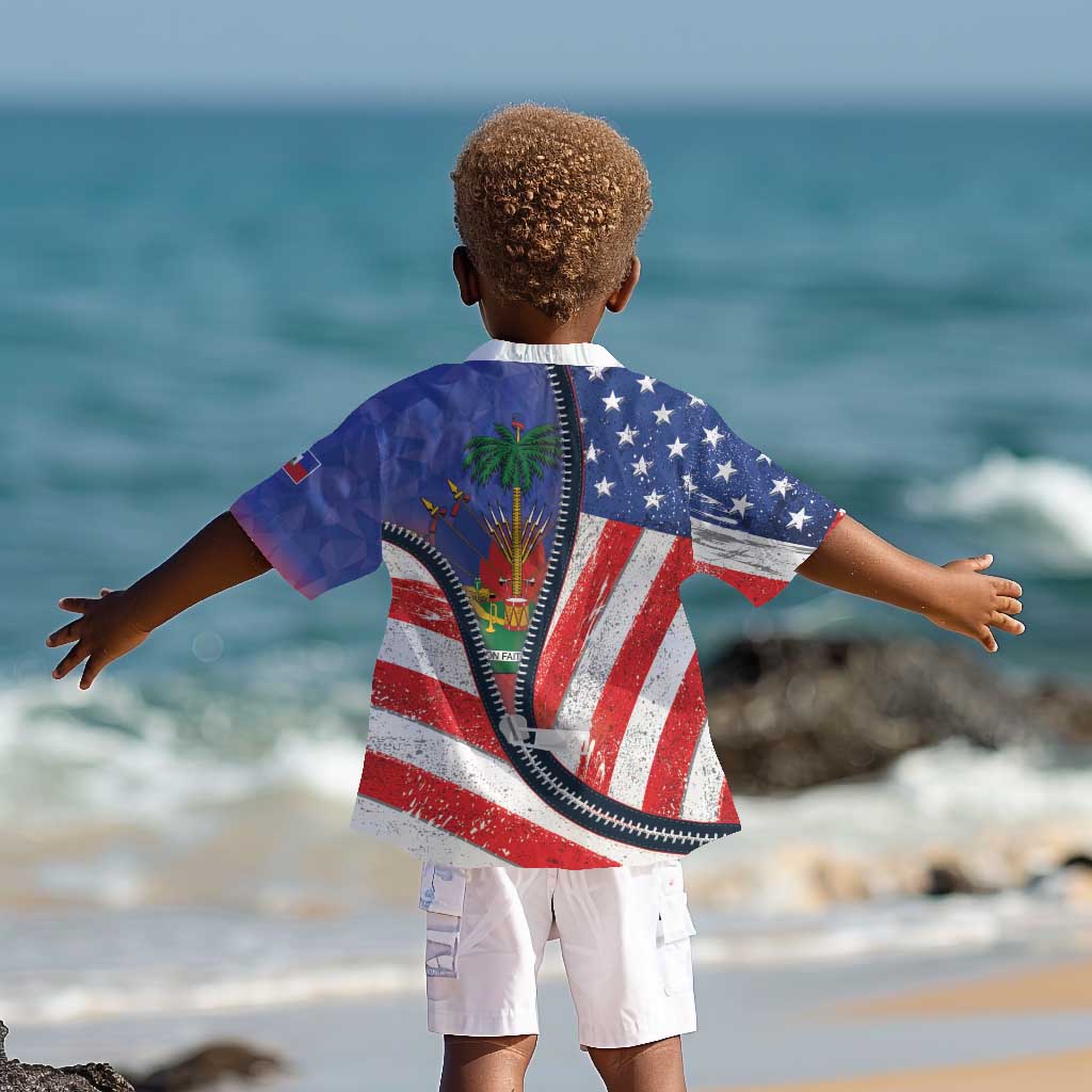 Haitian Americans Zipper Stylized Kid Hawaiian Shirt Haiti Heritage Month 2025