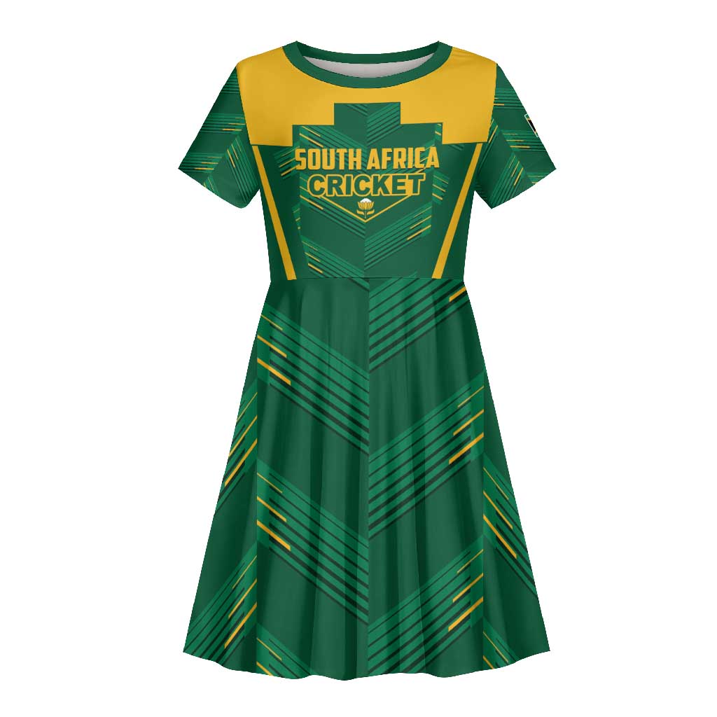 Custom South Africa Cricket Kid Short Sleeve Dress SA Protea Woza Nawe