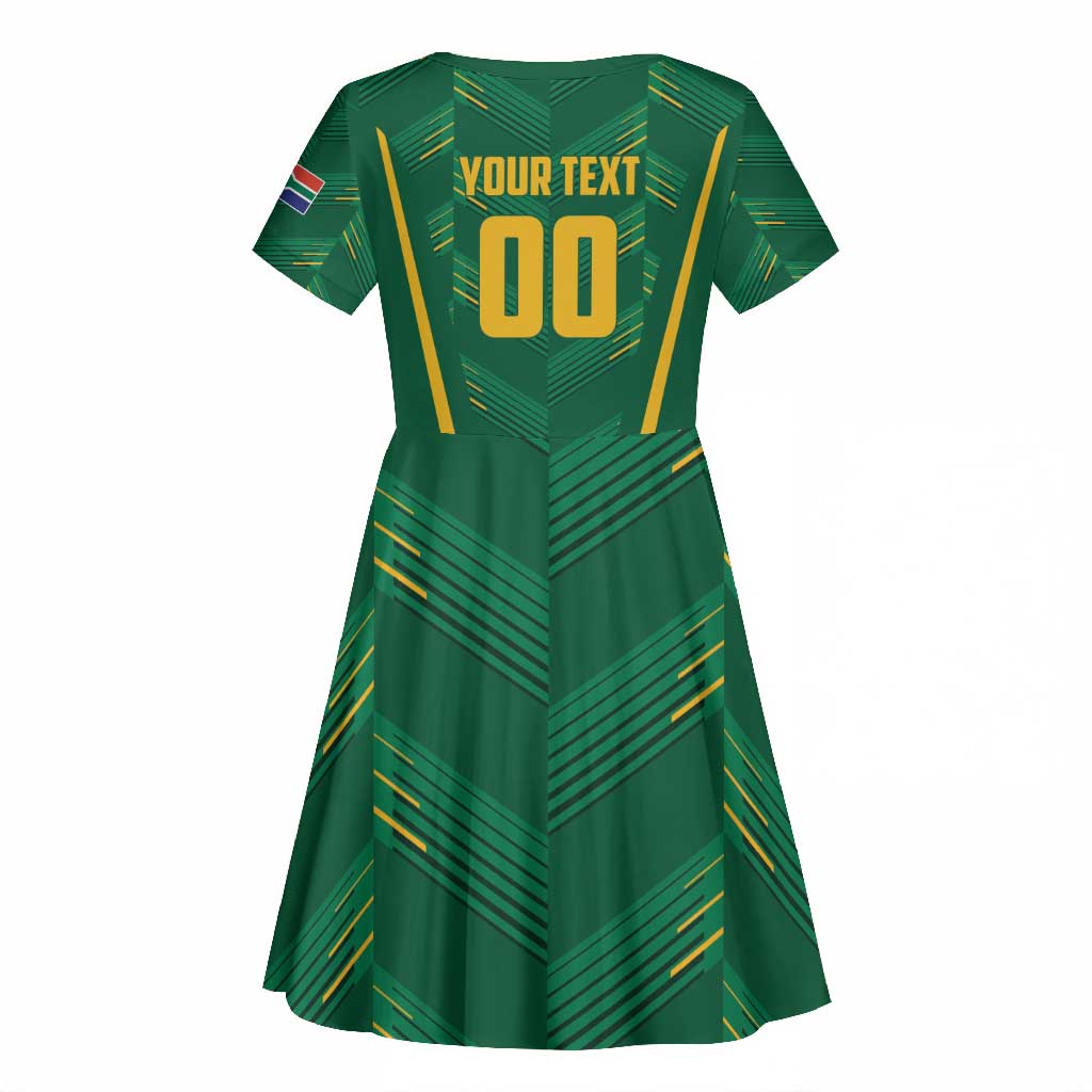 Custom South Africa Cricket Kid Short Sleeve Dress SA Protea Woza Nawe