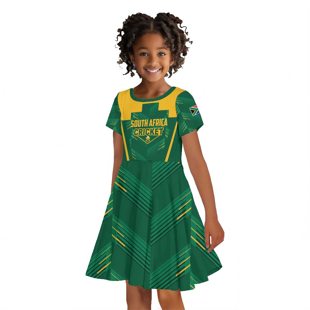 Custom South Africa Cricket Kid Short Sleeve Dress SA Protea Woza Nawe