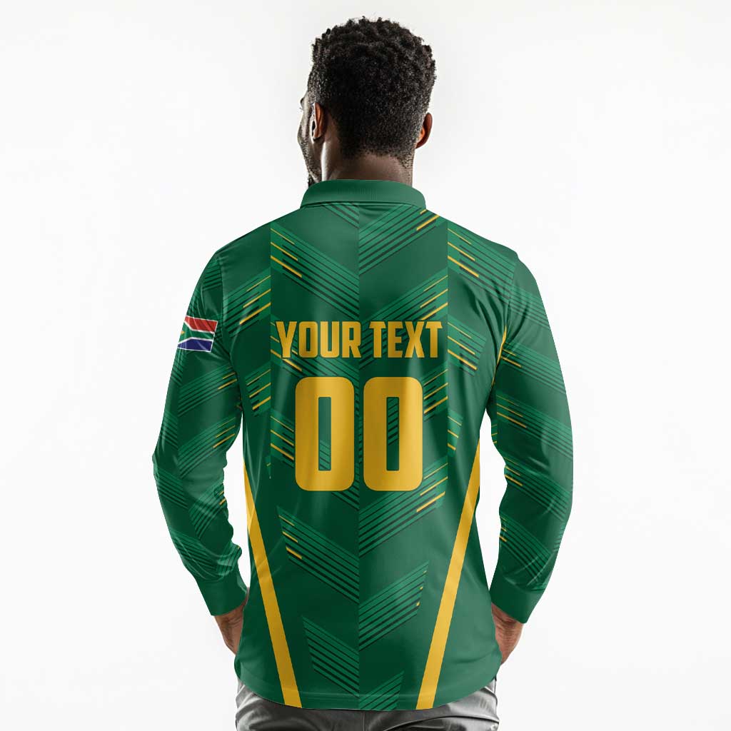 Custom South Africa Cricket Long Sleeve Polo Shirt SA Protea Woza Nawe