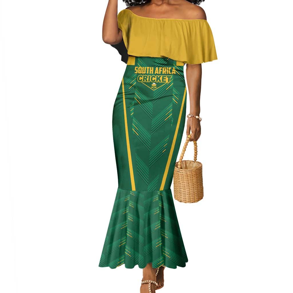 Custom South Africa Cricket Mermaid Dress SA Protea Woza Nawe