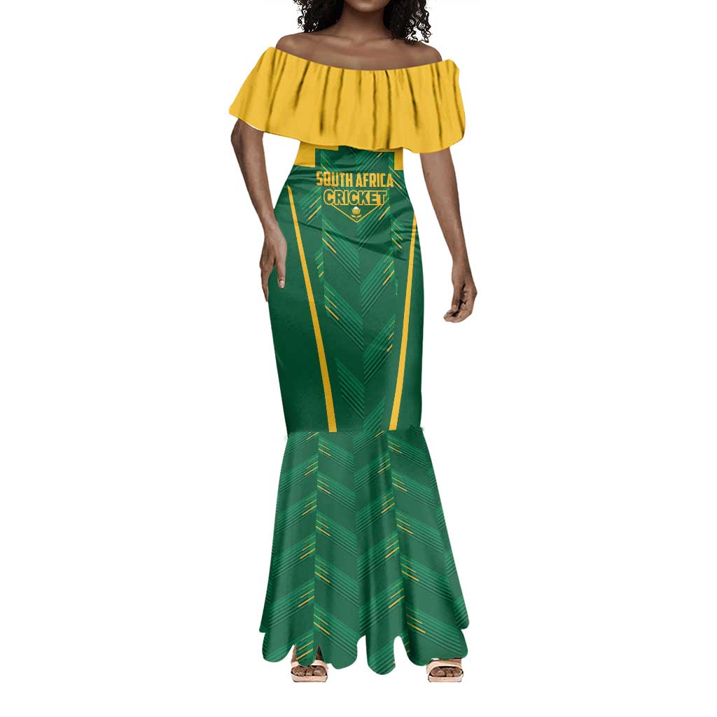 Custom South Africa Cricket Mermaid Dress SA Protea Woza Nawe
