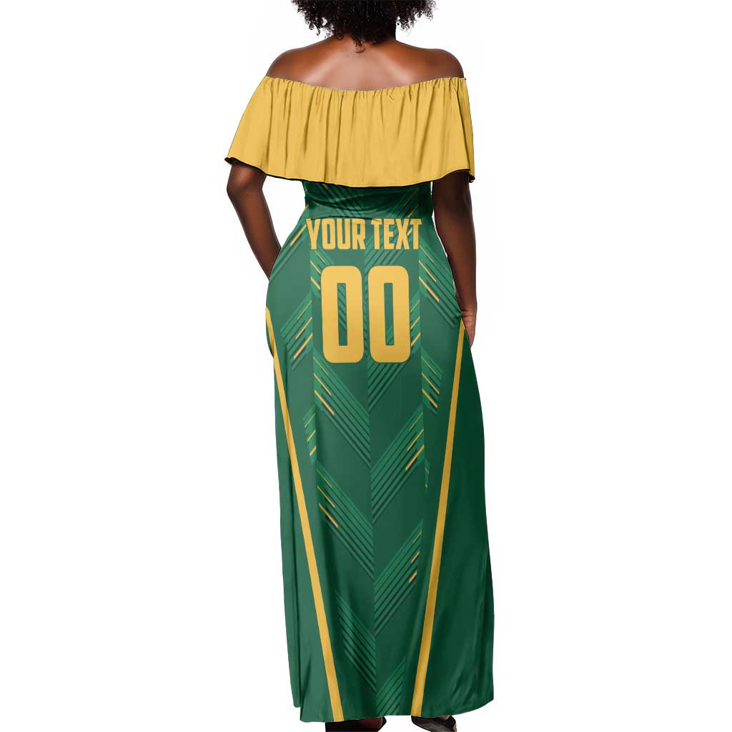 Custom South Africa Cricket Off Shoulder Maxi Dress SA Protea Woza Nawe