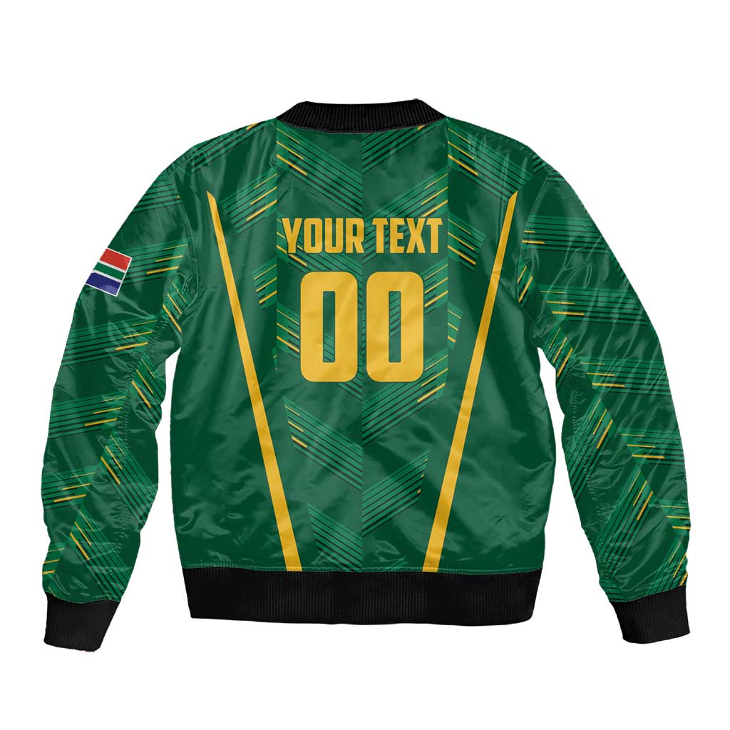 Custom South Africa Cricket Sleeve Zip Bomber Jacket SA Protea Woza Nawe
