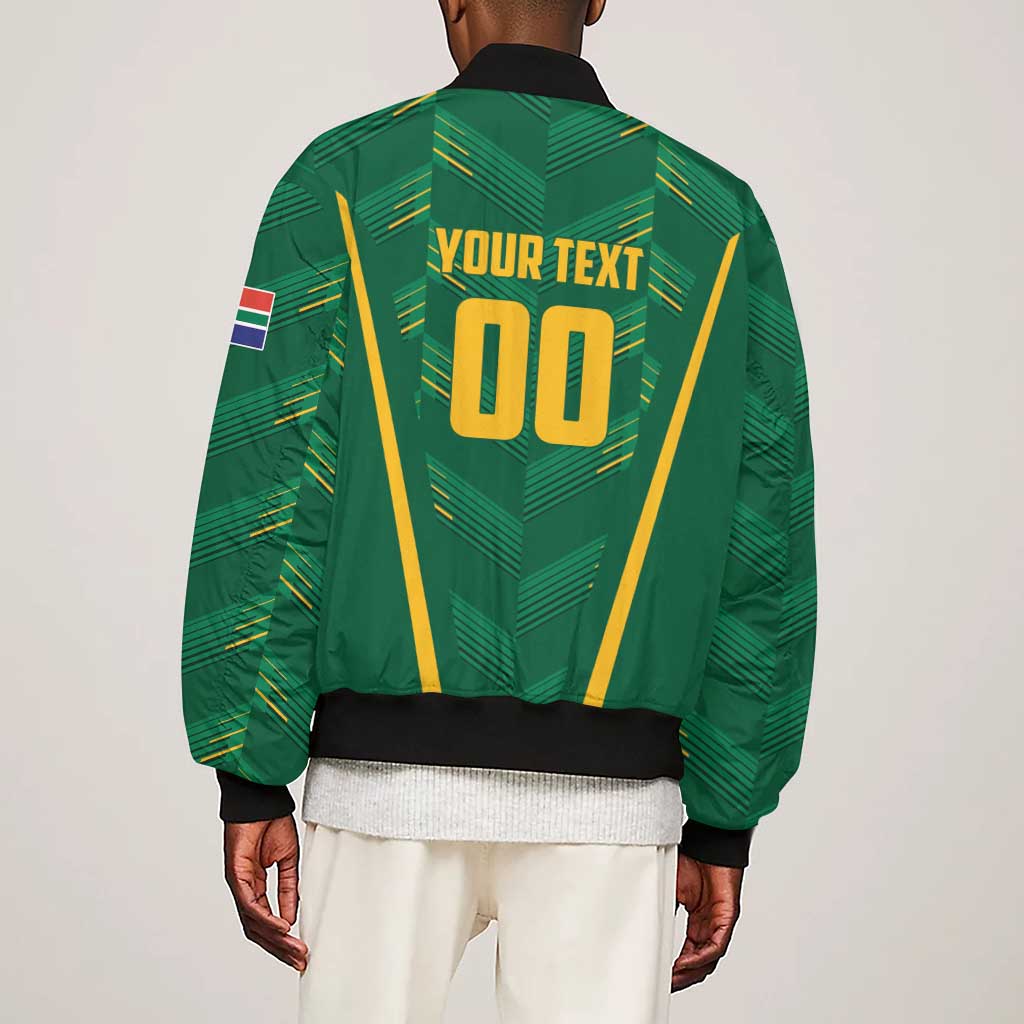 Custom South Africa Cricket Sleeve Zip Bomber Jacket SA Protea Woza Nawe
