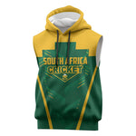 Custom South Africa Cricket Sleeveless Hoodie SA Protea Woza Nawe - African Pride