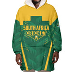 Custom South Africa Cricket Wearable Blanket Hoodie SA Protea Woza Nawe