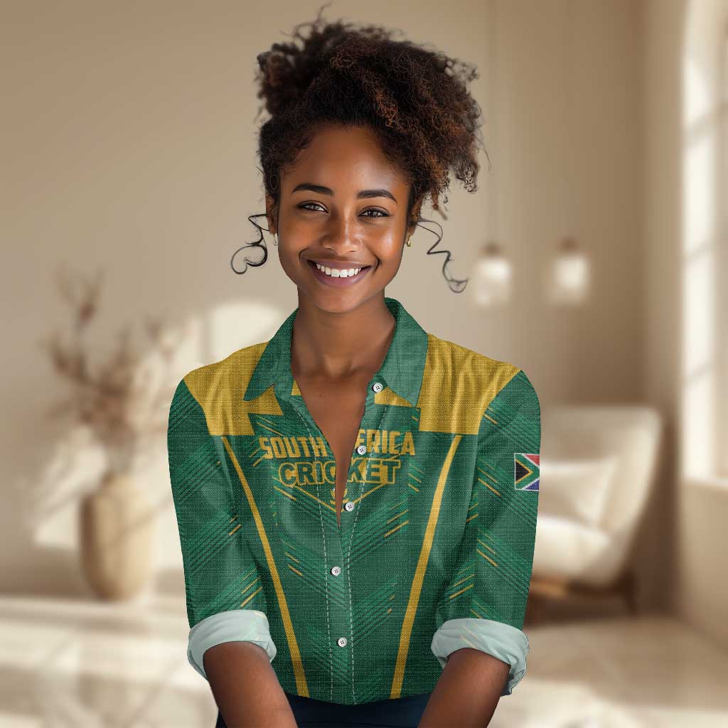 Custom South Africa Cricket Women Casual Shirt SA Protea Woza Nawe