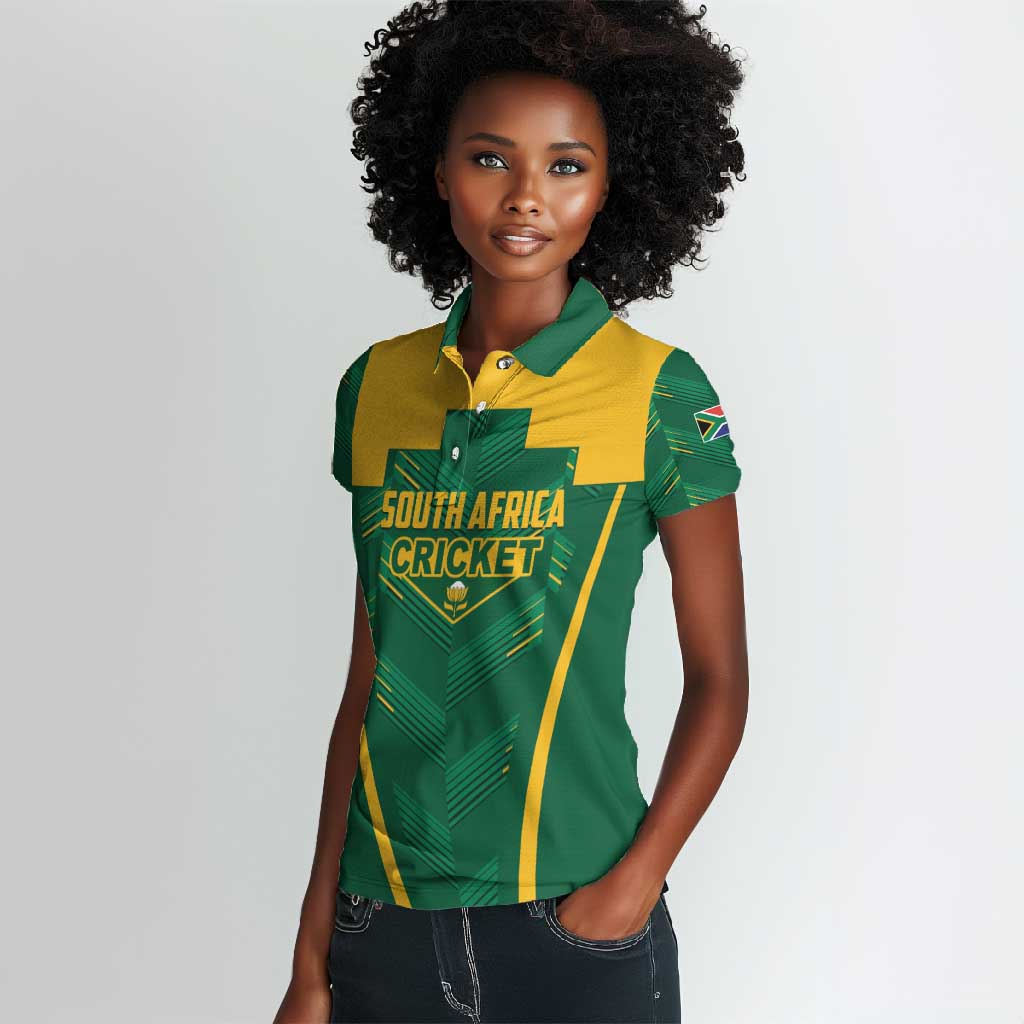 Custom South Africa Cricket Women Polo Shirt SA Protea Woza Nawe