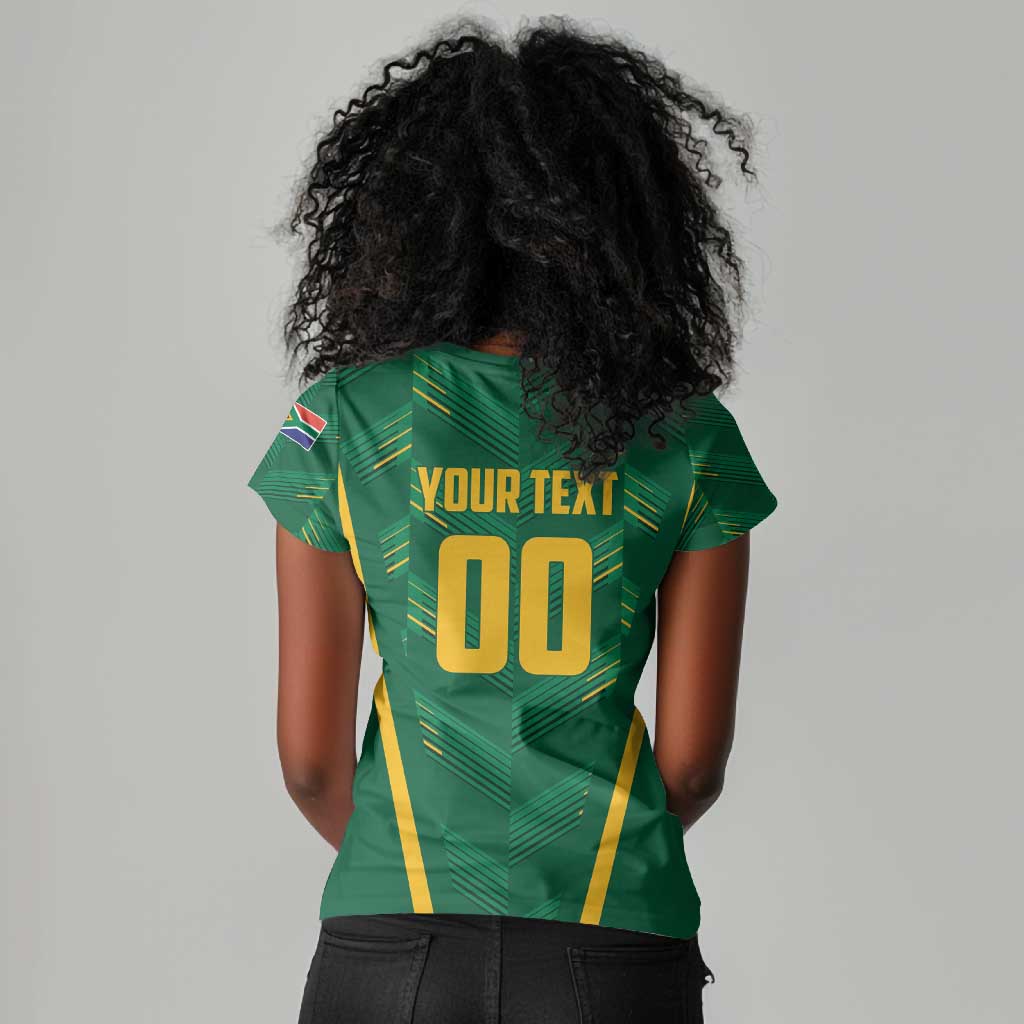 Custom South Africa Cricket Women V-Neck T-Shirt SA Protea Woza Nawe