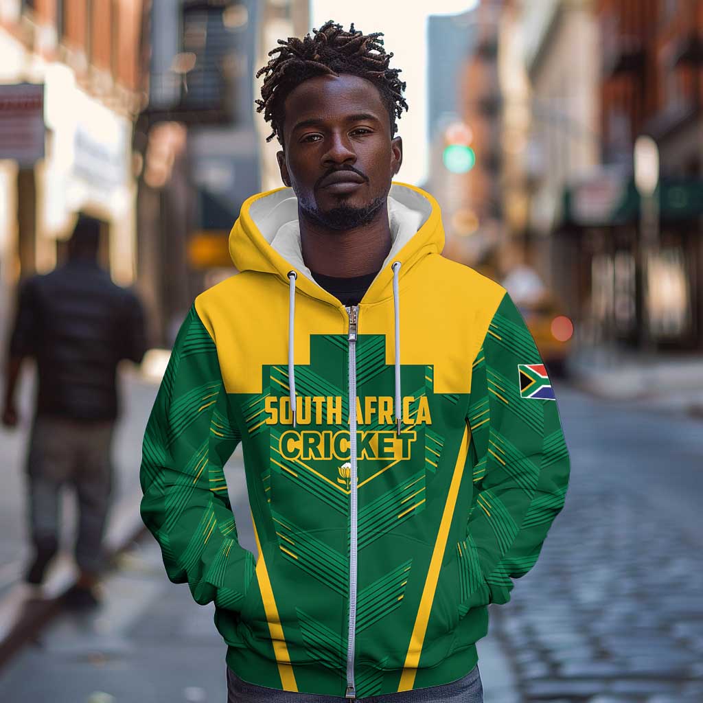 Custom South Africa Cricket Zip Hoodie SA Protea Woza Nawe