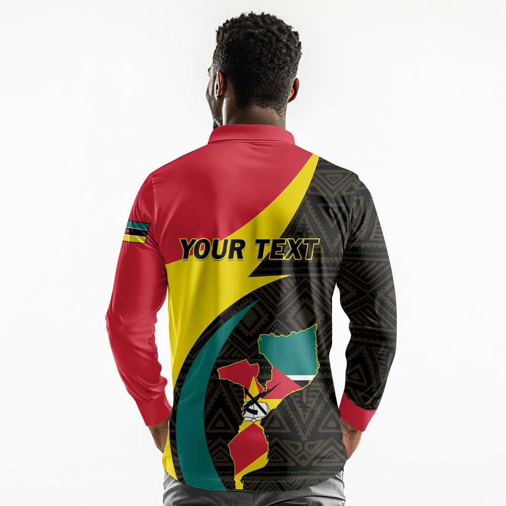 Mozambique Independence Day Long Sleeve Polo Shirt Muzambhiki 1975 Anniversary
