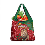 Morocco Independence Day Grocery Bag with Barbary Lion and Moussier's Redstart