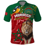 Morocco Independence Day Polo Shirt with Barbary Lion and Moussier's Redstart