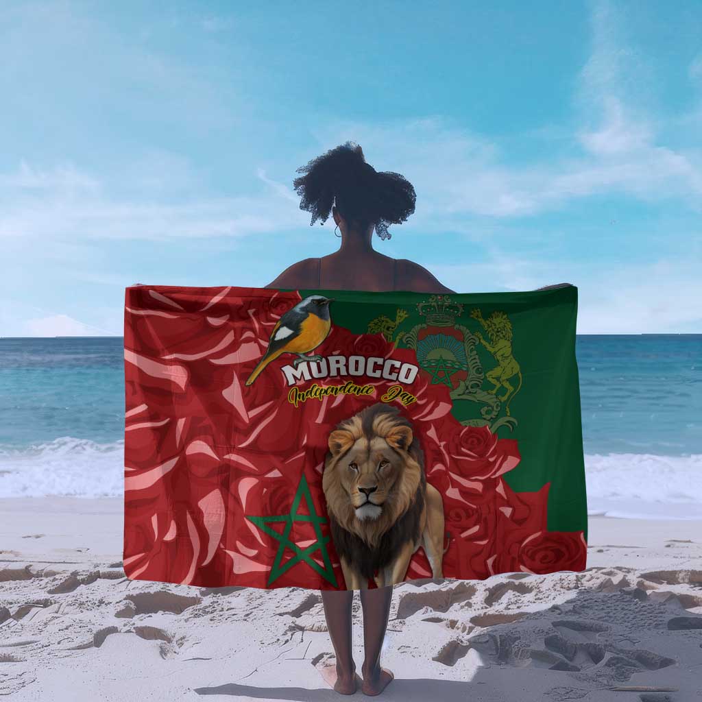 Morocco Independence Day Sarong with Barbary Lion and Moussier's Redstart