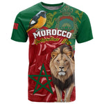 Morocco Independence Day T shirt with Barbary Lion and Moussier's Redstart