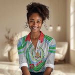 Custom Djibouti Independence Day Women Casual Shirt - June 27, Jabuuti Emblem with Islamic Pattern LT01