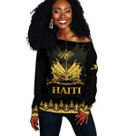 Haiti Neg Marron Off Shoulder Sweater Lespwa pa anyen san aksyon - Gold