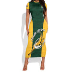 Custom South Africa Rugby Short Sleeve Bodycon Dress - Springboks Go Champions with Protea Pattern LT01