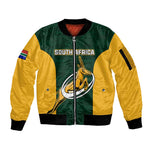 Custom South Africa Rugby Sleeve Zip Bomber Jacket - Springboks Go Champions with Protea Pattern
