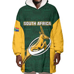 Custom South Africa Rugby Wearable Blanket Hoodie - Springboks Go Champions with Protea Pattern