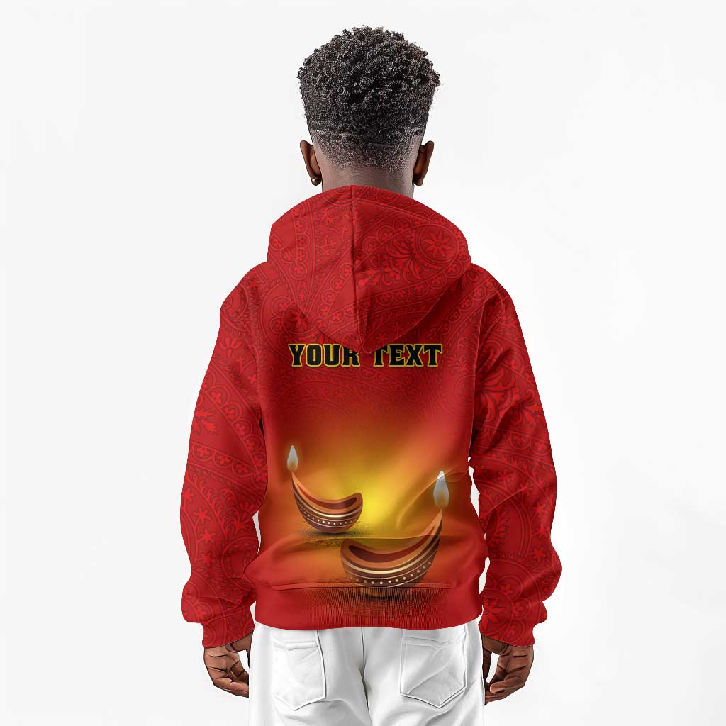 Personalized Diwali Festival Kid Hoodie with Diya and Paisley Pattern