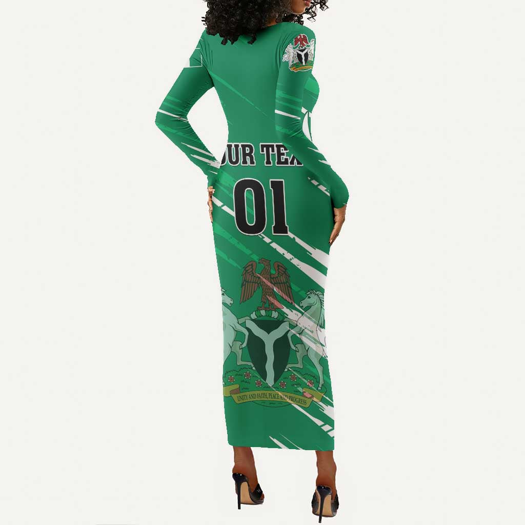 Nigeria Football Long Sleeve Bodycon Dress - Victory for the Super Eagles LT01