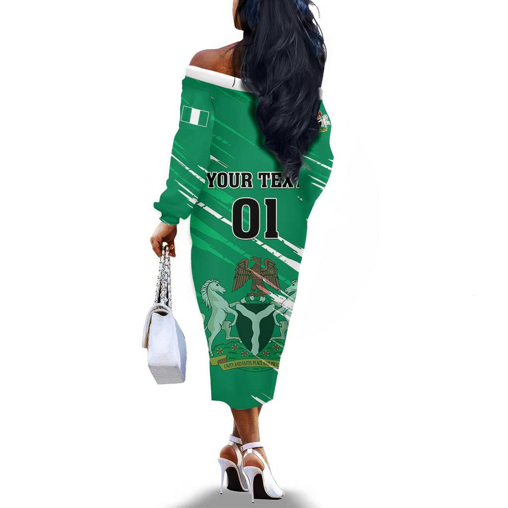Nigeria Football Off The Shoulder Long Sleeve Dress - Victory for the Super Eagles