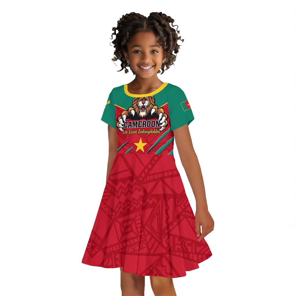 Support Les Lions Indomptables - Cameroon Football Kid Short Sleeve Dress