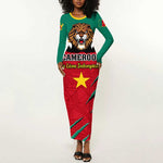 Support Les Lions Indomptables - Cameroon Football Long Sleeve Bodycon Dress LT01