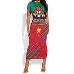 Support Les Lions Indomptables - Cameroon Football Short Sleeve Bodycon Dress LT01