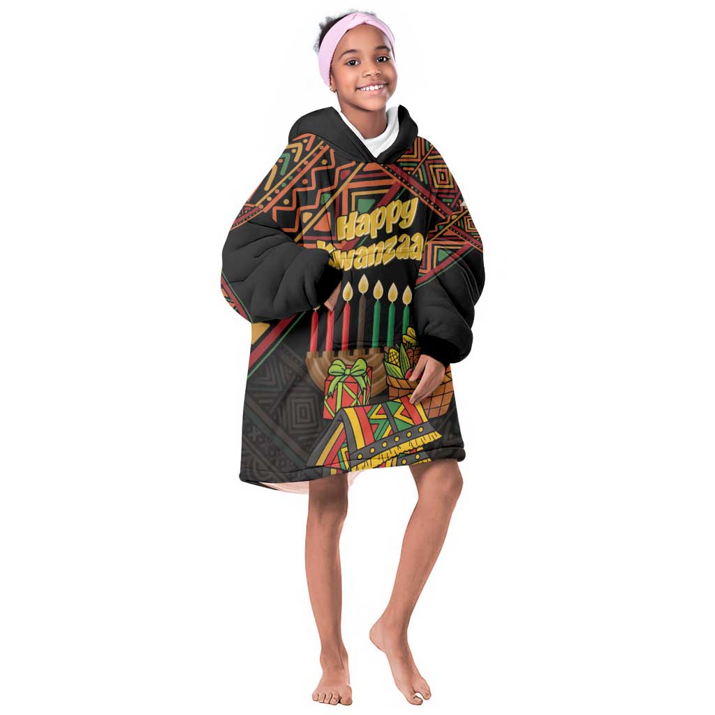 Personalized African Happy Kwanzaa Kid Wearable Blanket Hoodie