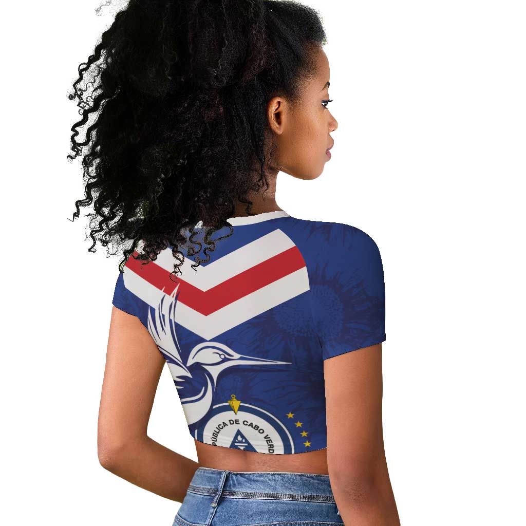 Cape Verde Independence Day Raglan Cropped T shirt Gerbera Daisy Pattern