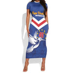 Cape Verde Independence Day Short Sleeve Bodycon Dress Gerbera Daisy Pattern LT01