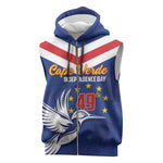 Cape Verde Independence Day Sleeveless Zip Hoodie Gerbera Daisy Pattern - African Pride
