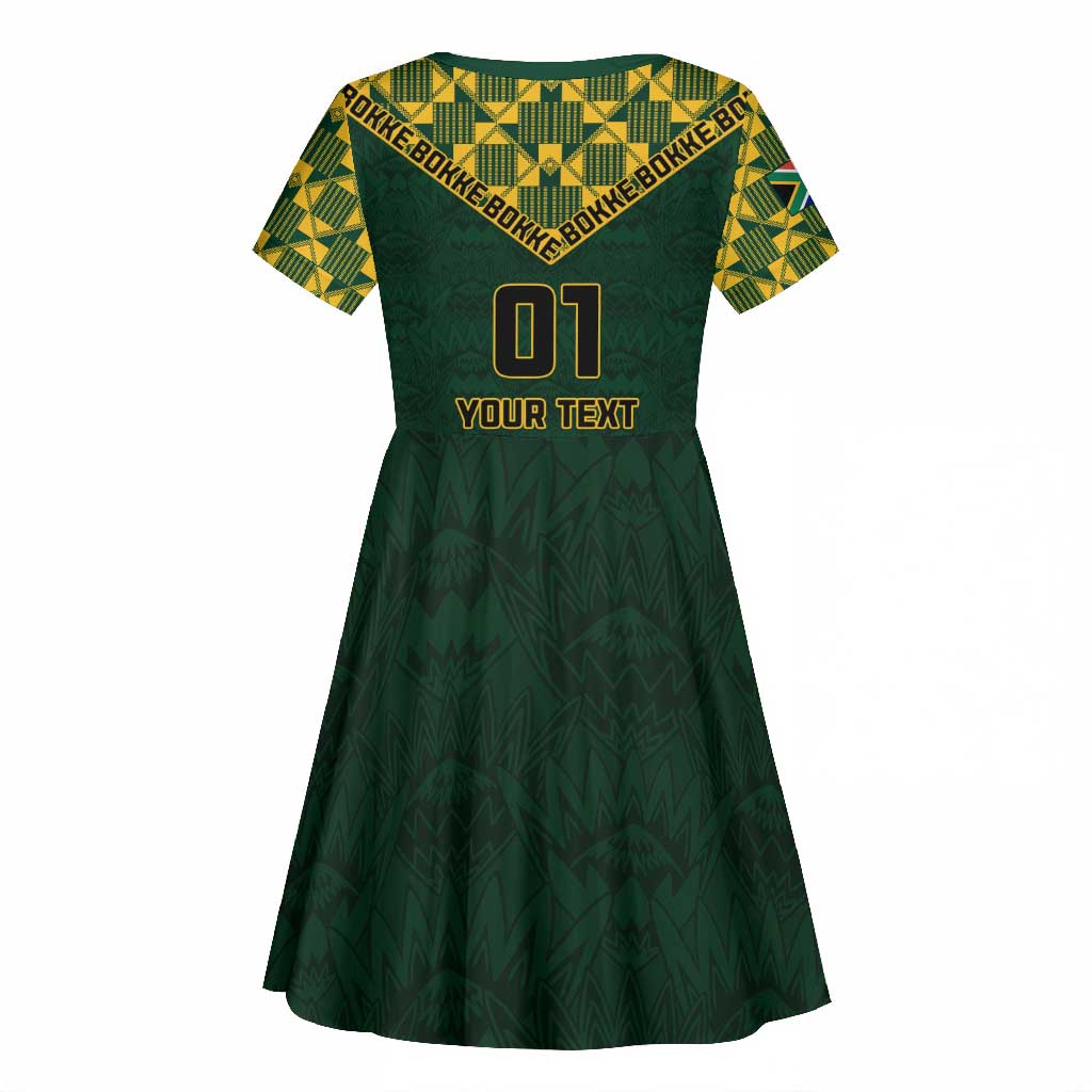 Custom South Africa Rugby Kid Short Sleeve Dress - Go Bokke Champion, World Cup